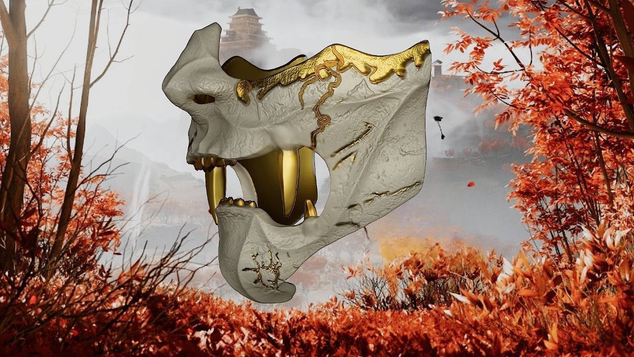 Ghost of Yotei style oni mask 3D print model_2