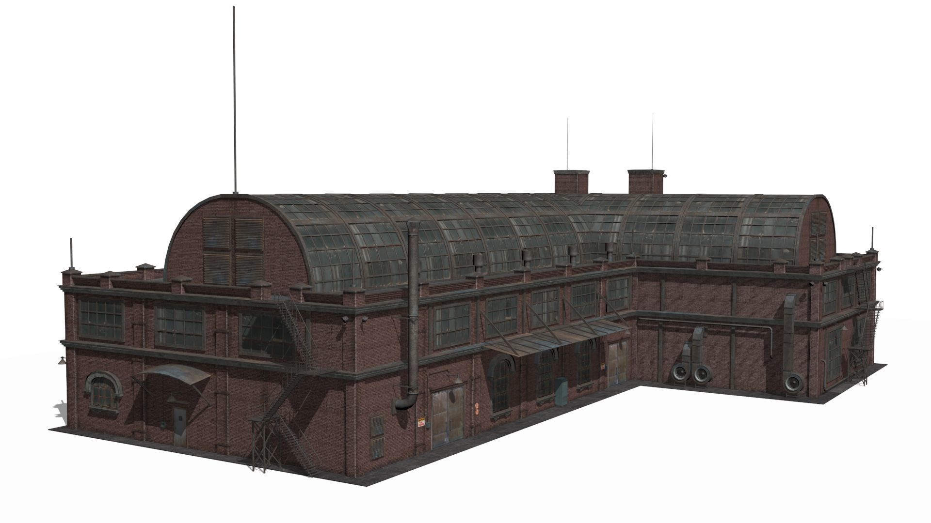 old industrial building Low-poly 3D model_7