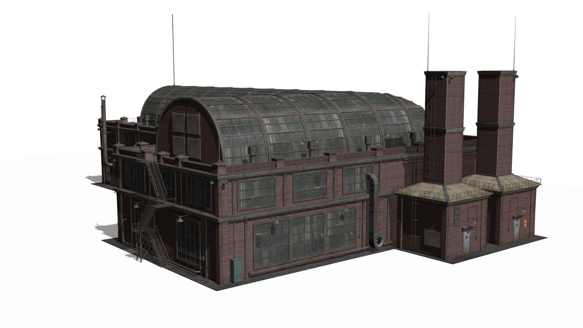 old industrial building Low-poly 3D model_9