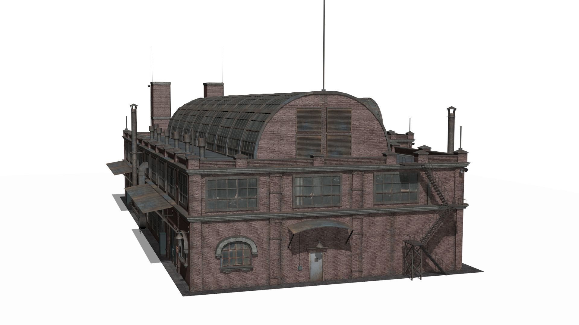 old industrial building Low-poly 3D model_6
