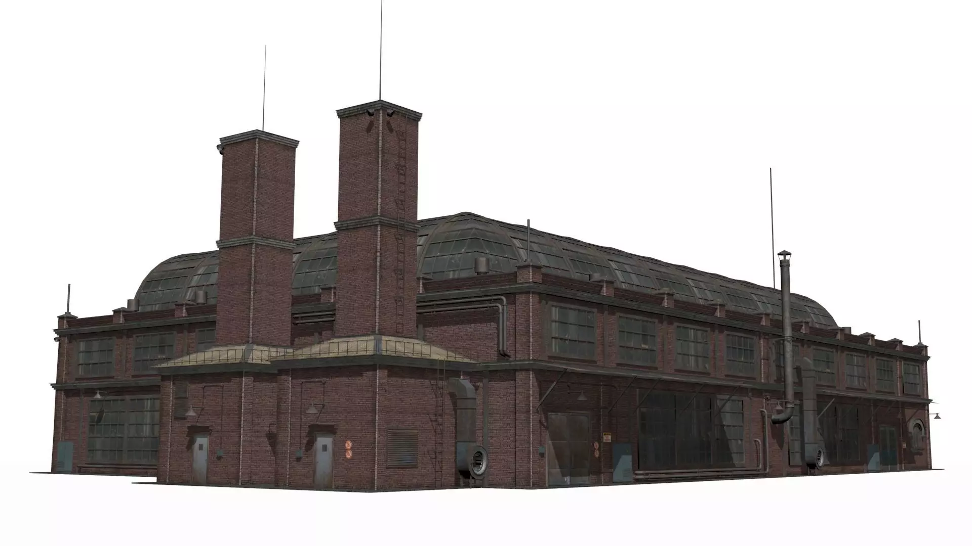 old industrial building Low-poly 3D model_0