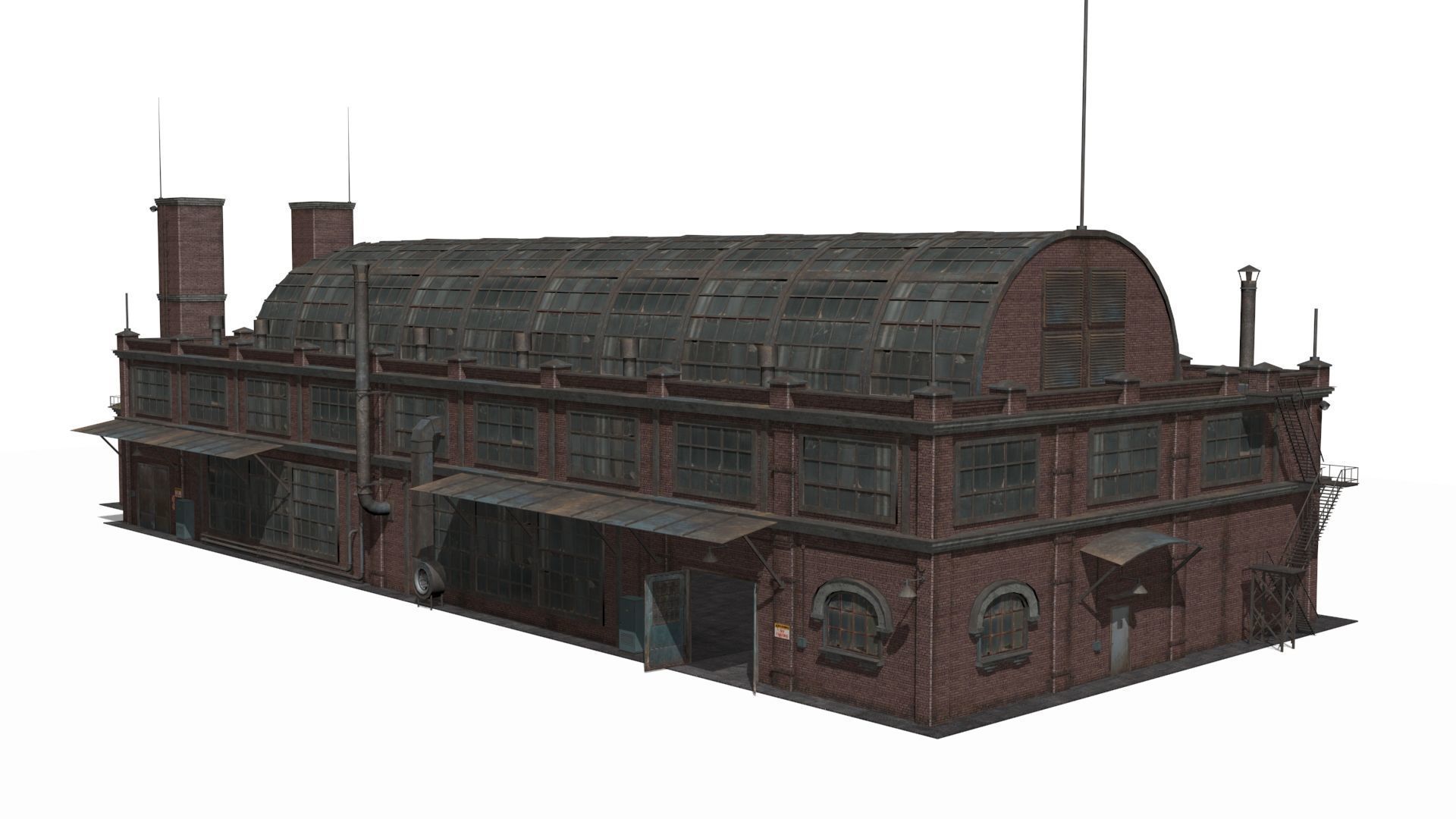old industrial building Low-poly 3D model_5