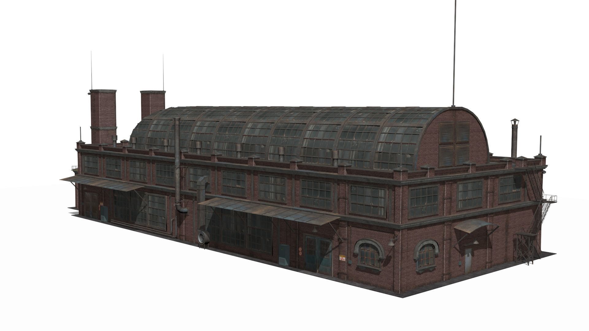 old industrial building Low-poly 3D model_4