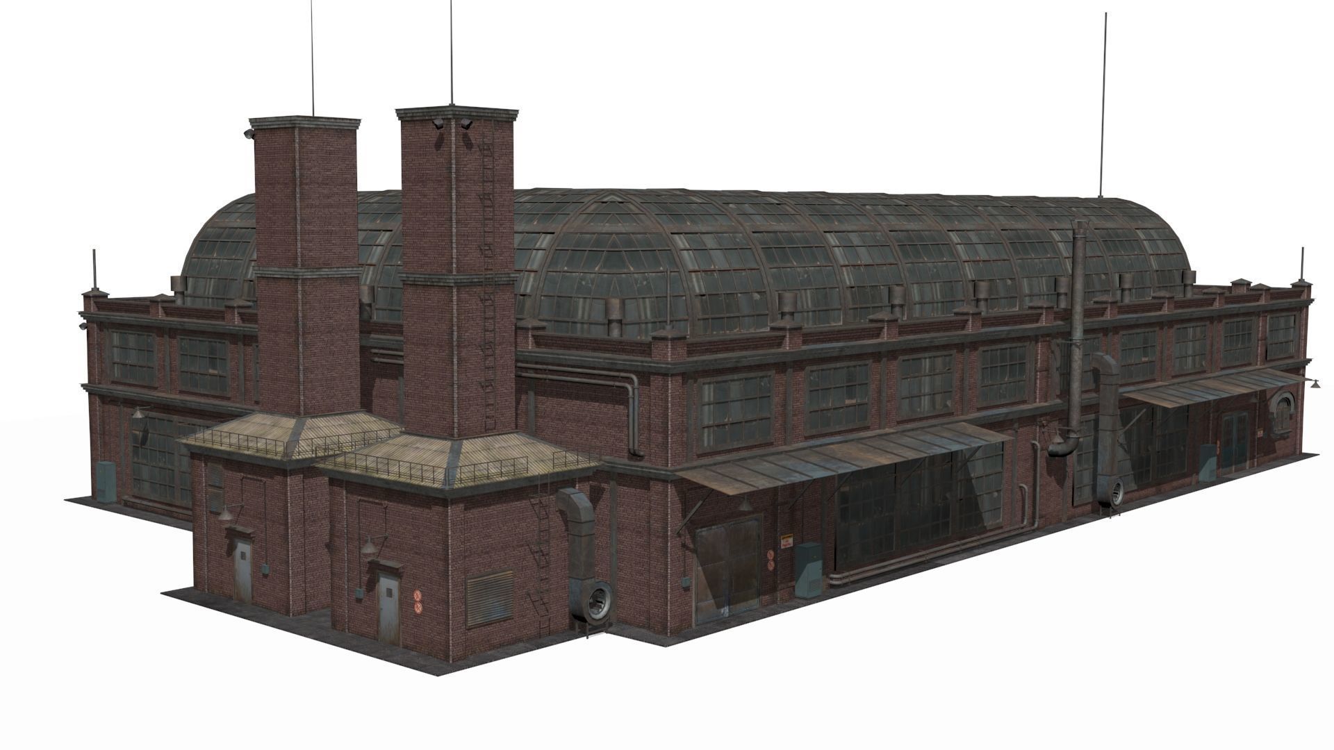 old industrial building Low-poly 3D model_2