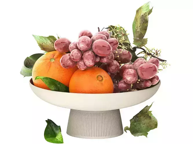 bowl of oranges and brown grapes fruit