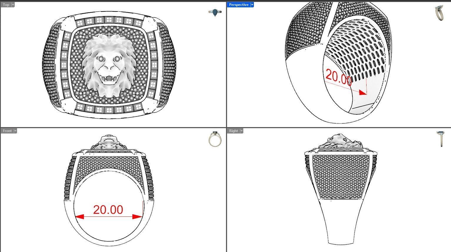 Lion Ring 3D print model_2