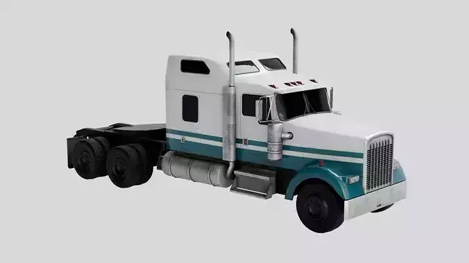 Low Poly American Semi Truck with 4K Textures
