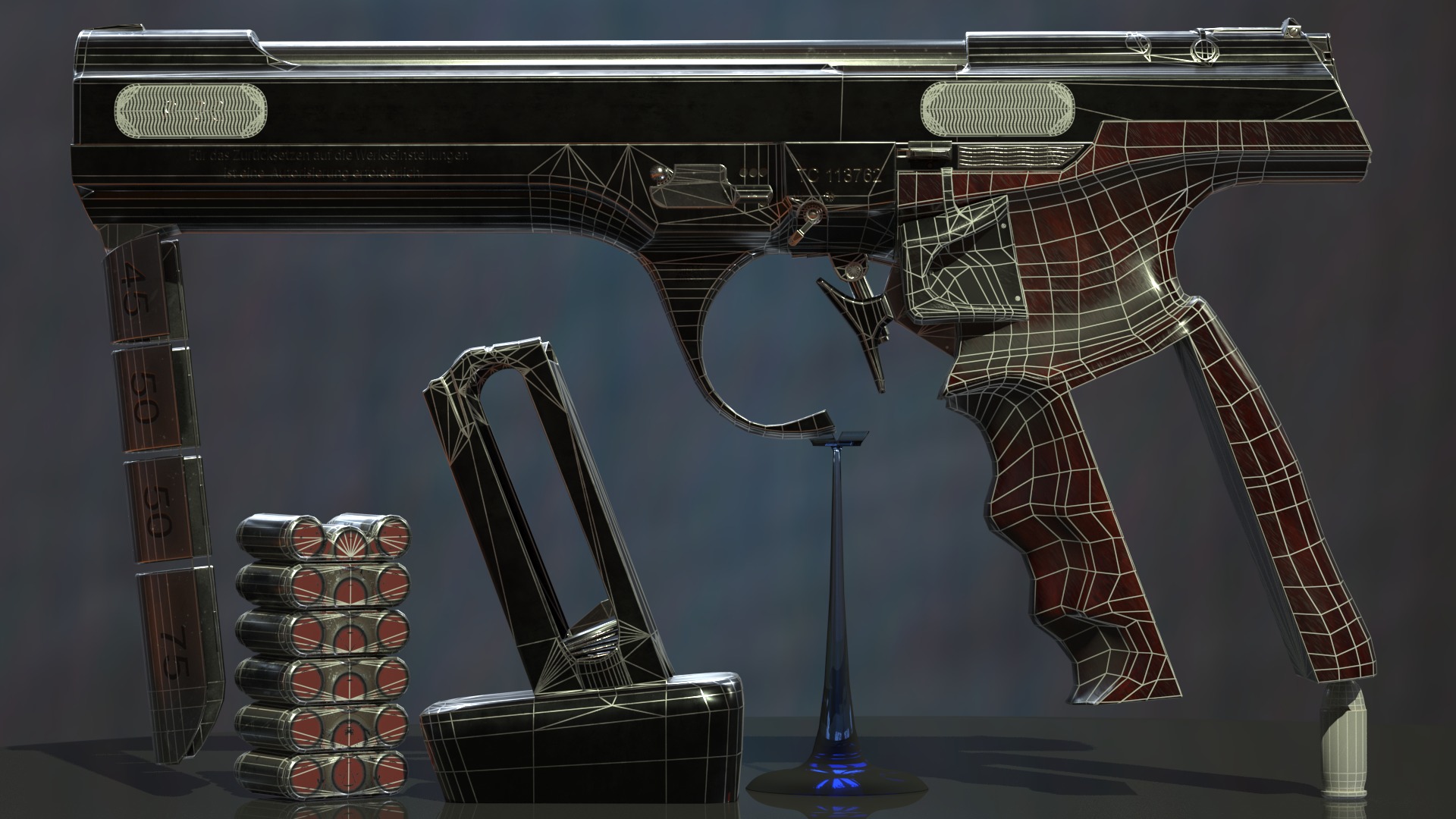 Concept Sci-Fi Pistol Low-poly 3d model Low-poly 3D model_15