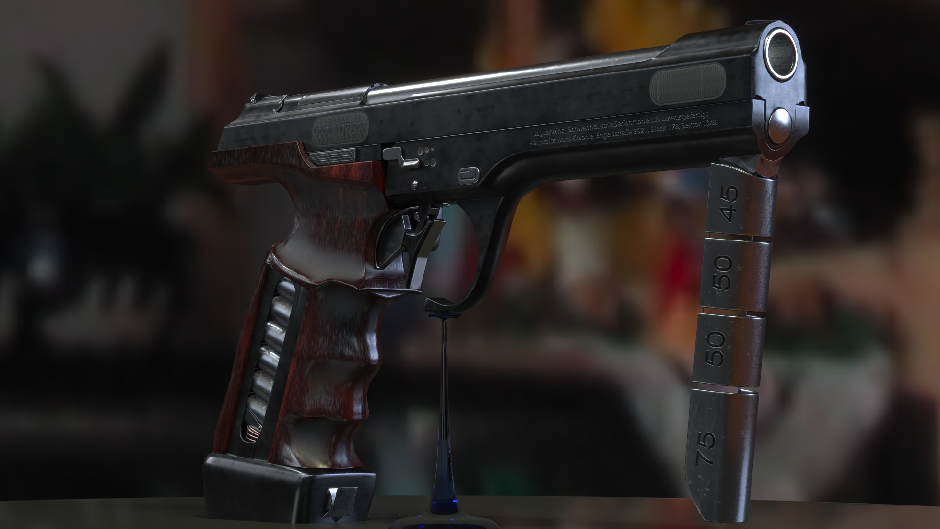 Concept Sci-Fi Pistol Low-poly 3d model Low-poly 3D model_2
