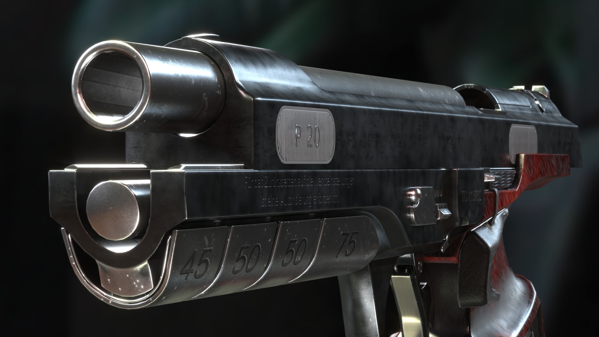 Concept Sci-Fi Pistol Low-poly 3d model Low-poly 3D model_10