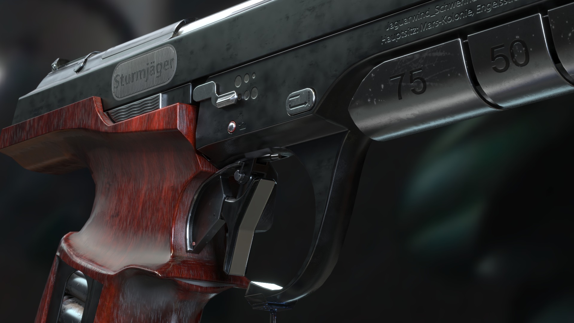 Concept Sci-Fi Pistol Low-poly 3d model Low-poly 3D model_7