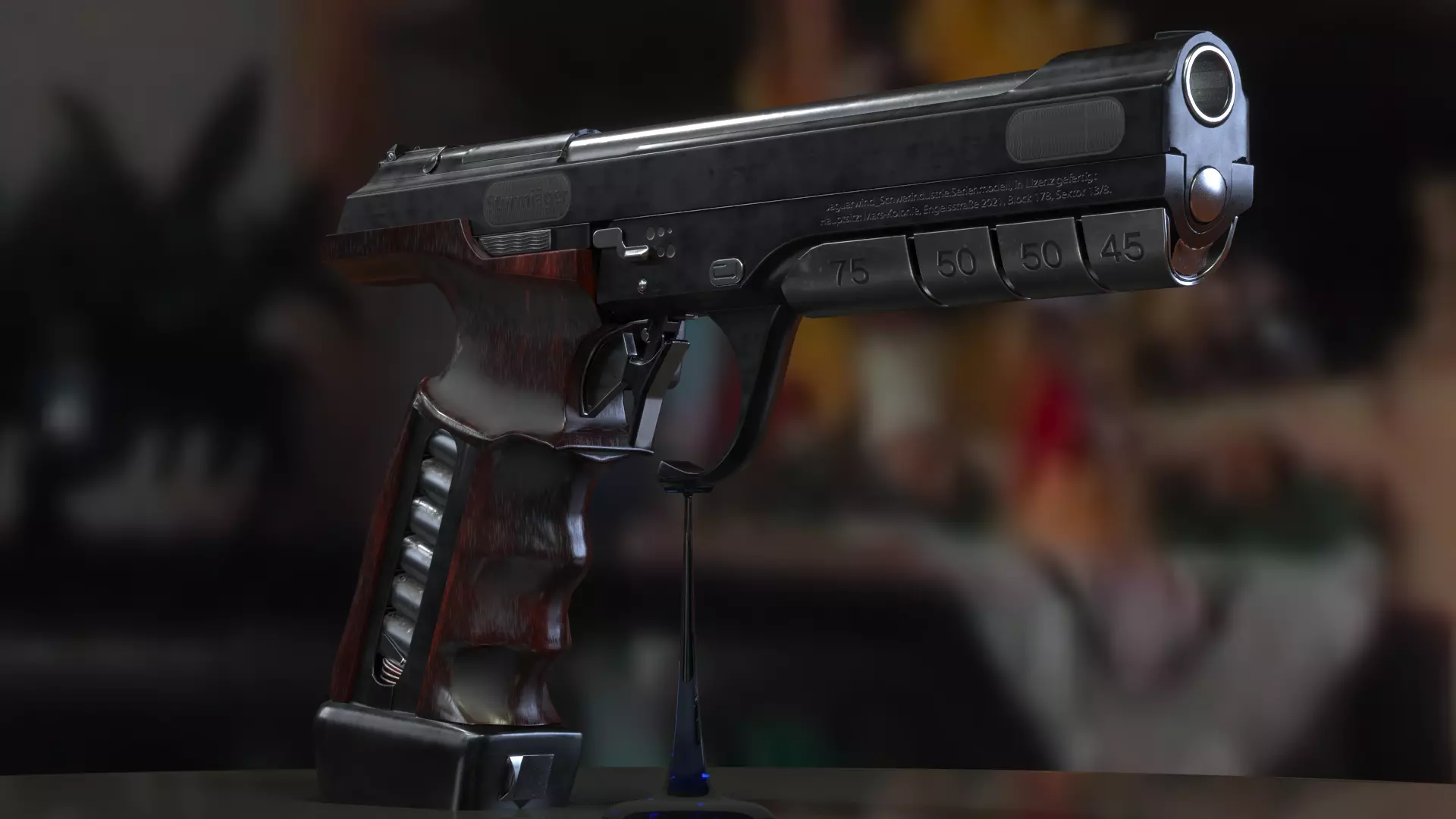 Concept Sci-Fi Pistol Low-poly 3d model Low-poly 3D model_0