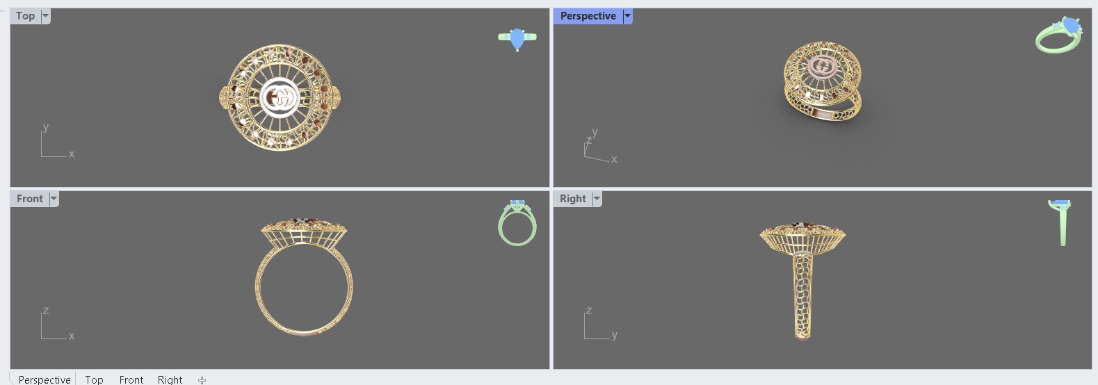 Fusion 3 Ring with Famous logos 3D print model_3