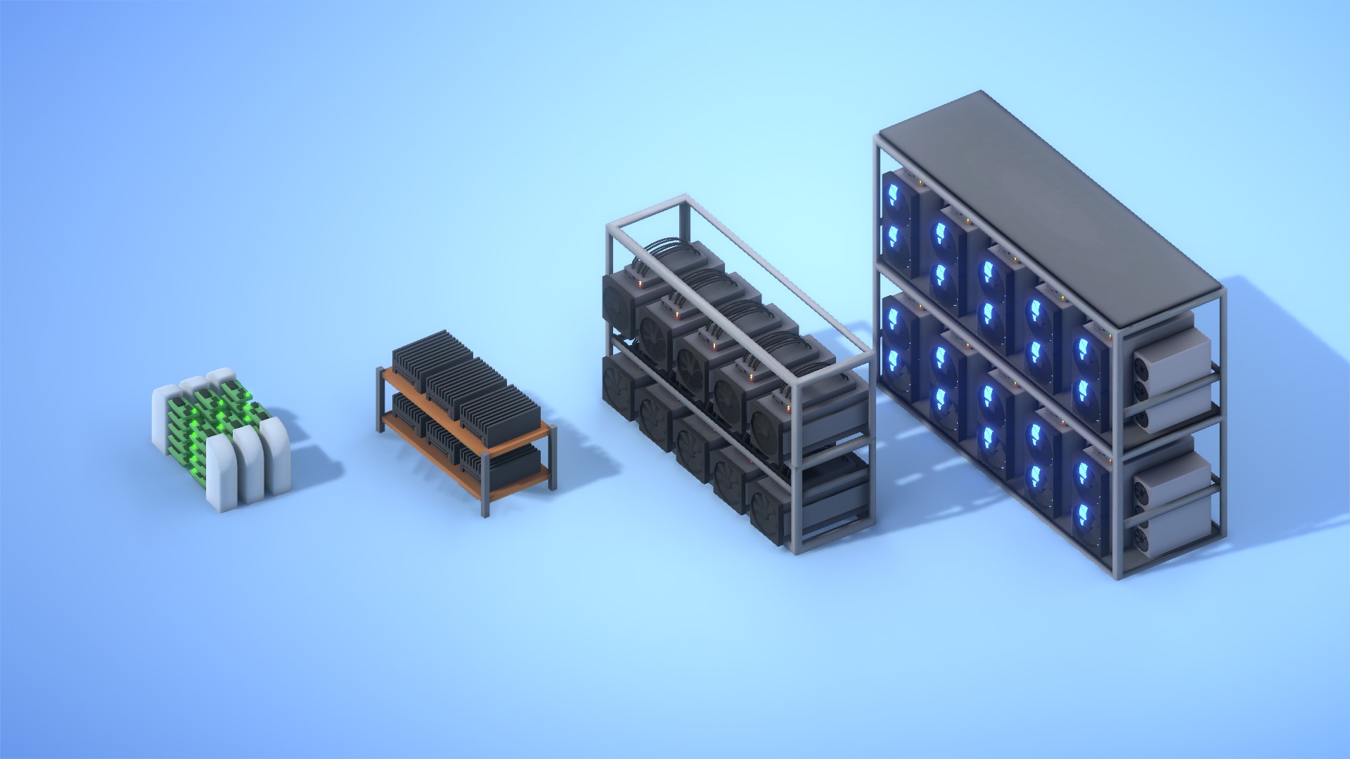 Mining Crypto Farm Pack Low-poly 3D model_6