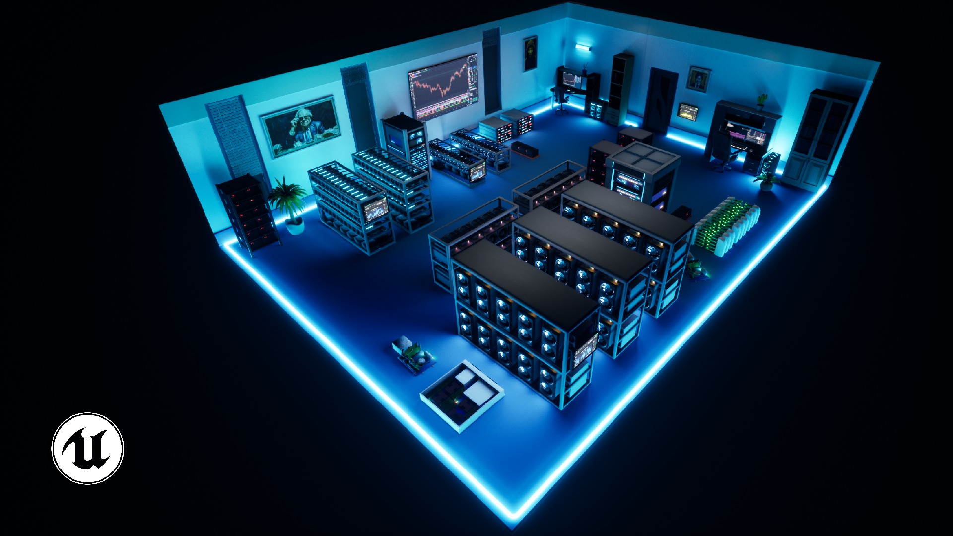 Mining Crypto Farm Pack Low-poly 3D model_17