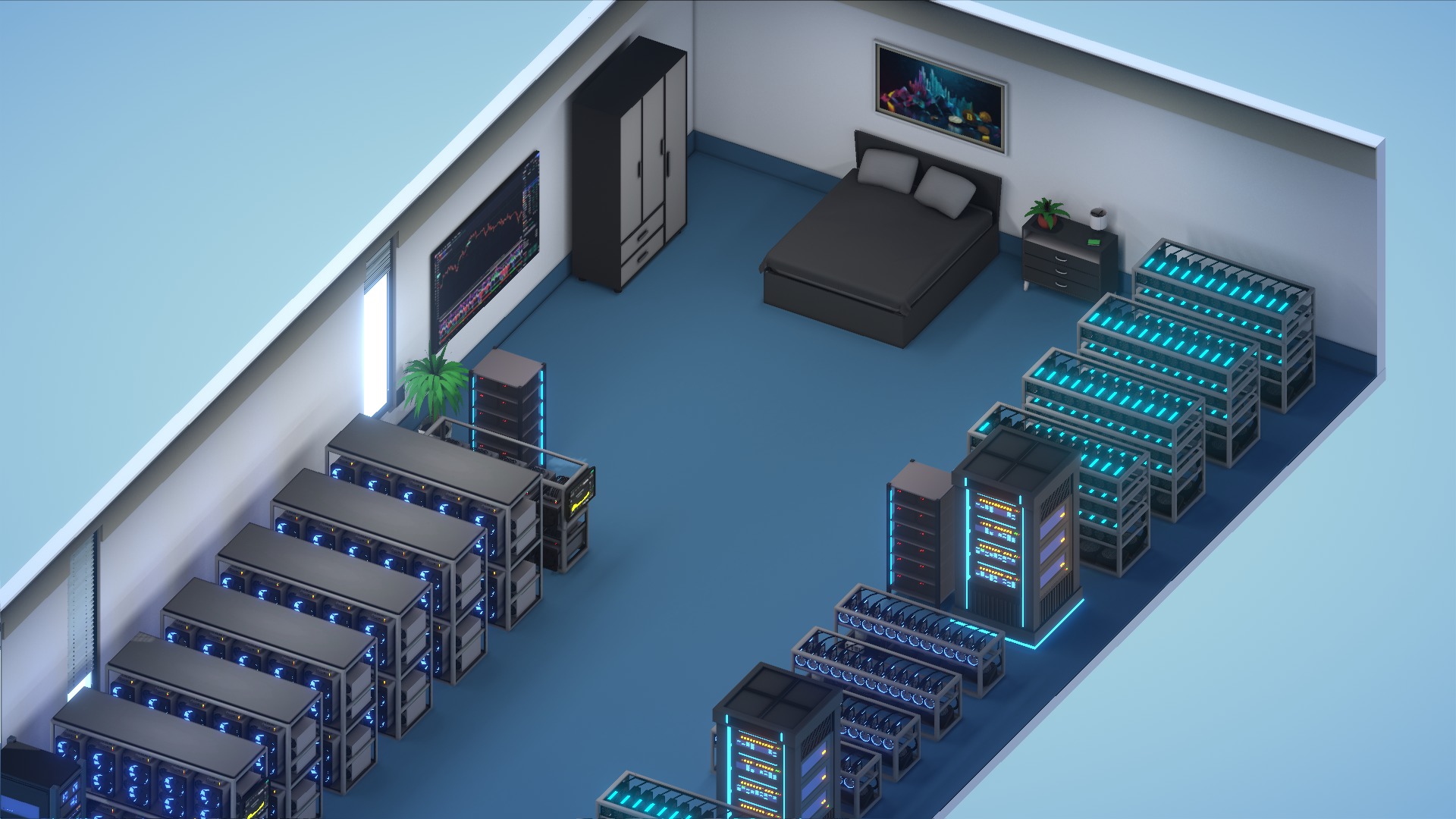 Mining Crypto Farm Pack Low-poly 3D model_15