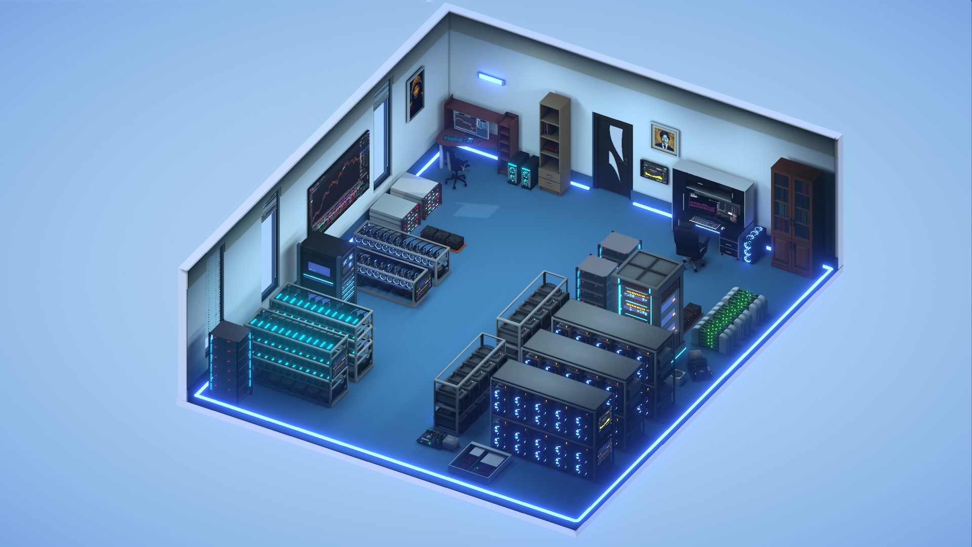 Mining Crypto Farm Pack Low-poly 3D model_2