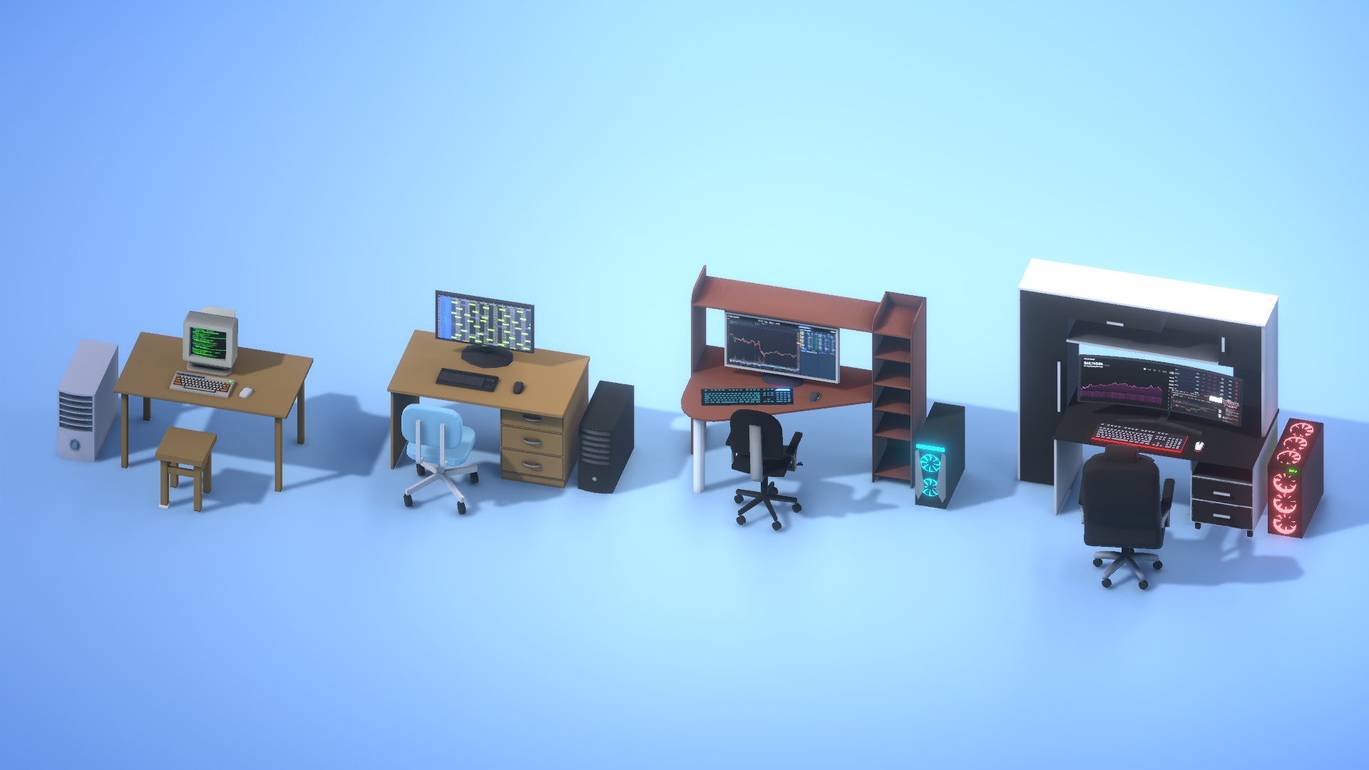 Mining Crypto Farm Pack Low-poly 3D model_9