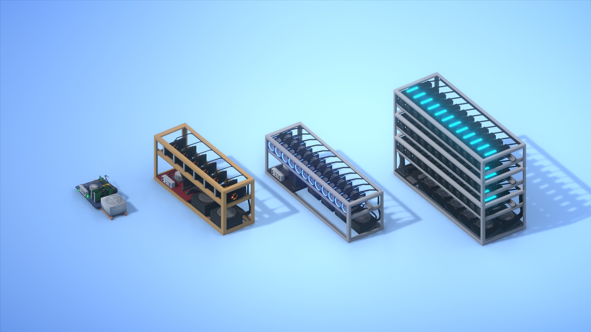 Mining Crypto Farm Pack Low-poly 3D model_5
