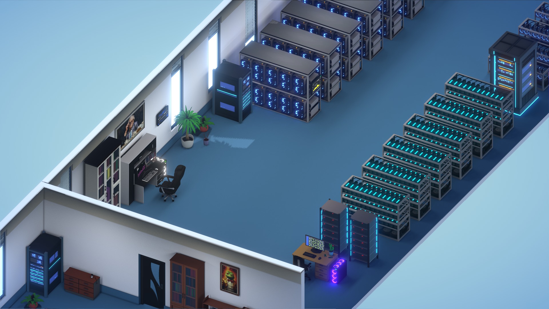 Mining Crypto Farm Pack Low-poly 3D model_14