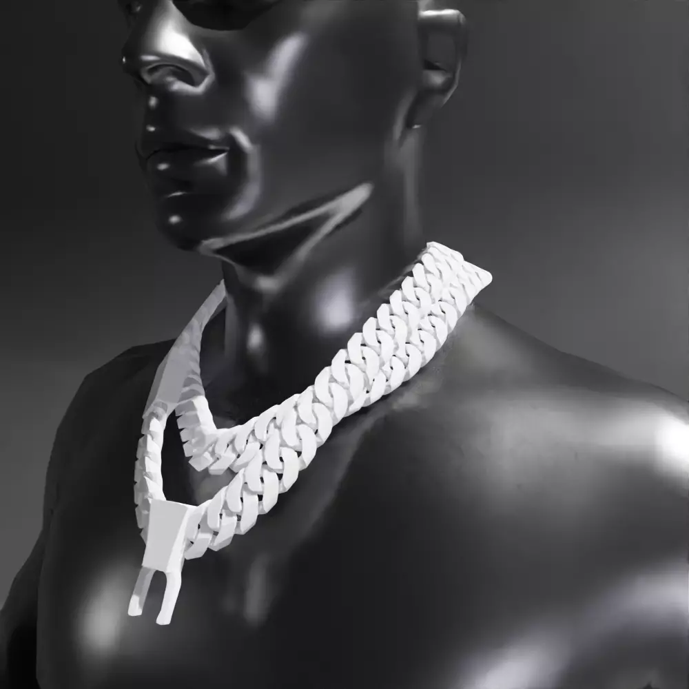 Stacked Cuban Chain with Lock Template GTA 5 3D model 3D model_0