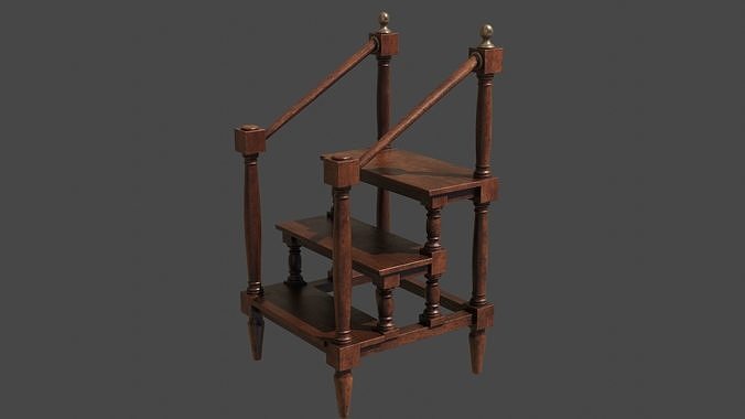 Library vintage stairs 3D model