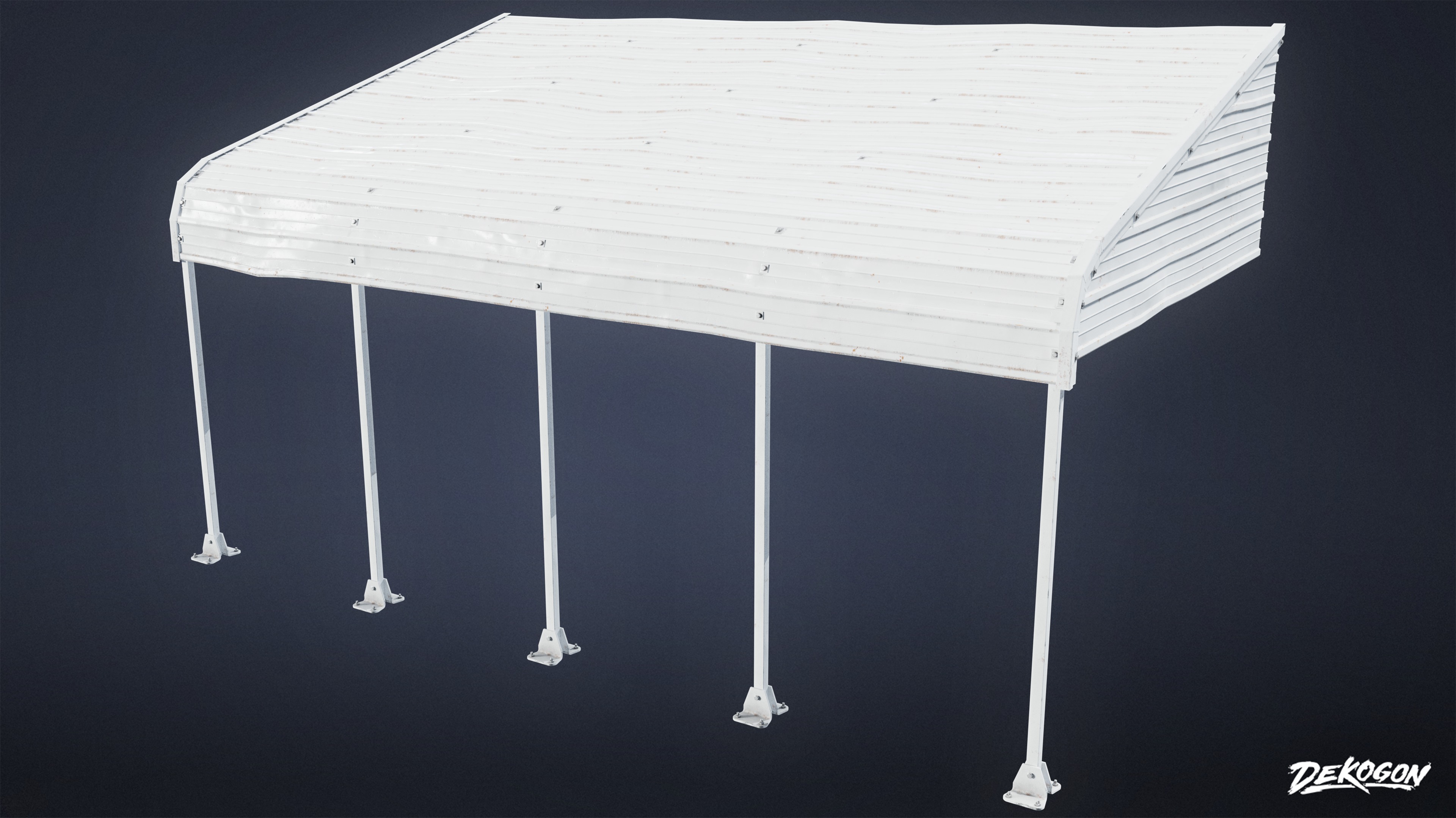 BUILDINGS - Car Port 01 - LOW POLY Low-poly 3D model_5