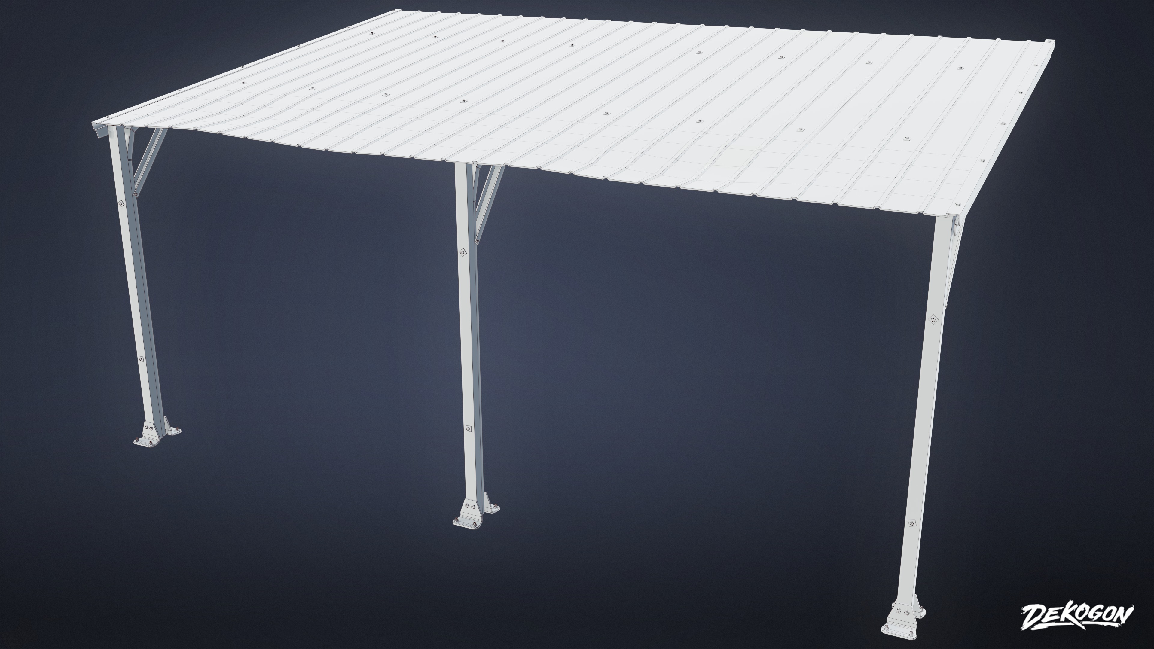 BUILDINGS - Car Port 01 - LOW POLY Low-poly 3D model_7