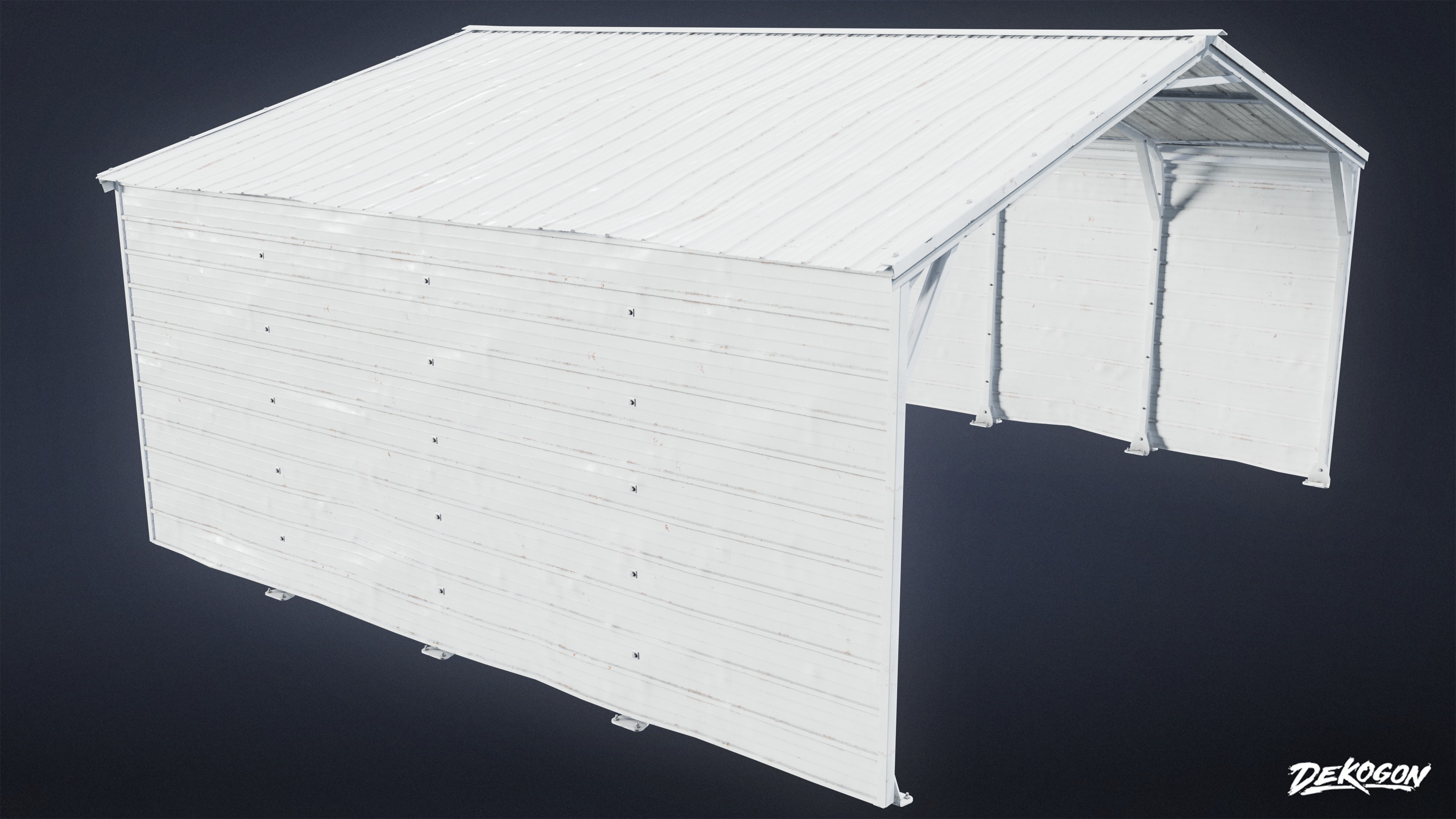 BUILDINGS - Car Port 01 - LOW POLY Low-poly 3D model_3