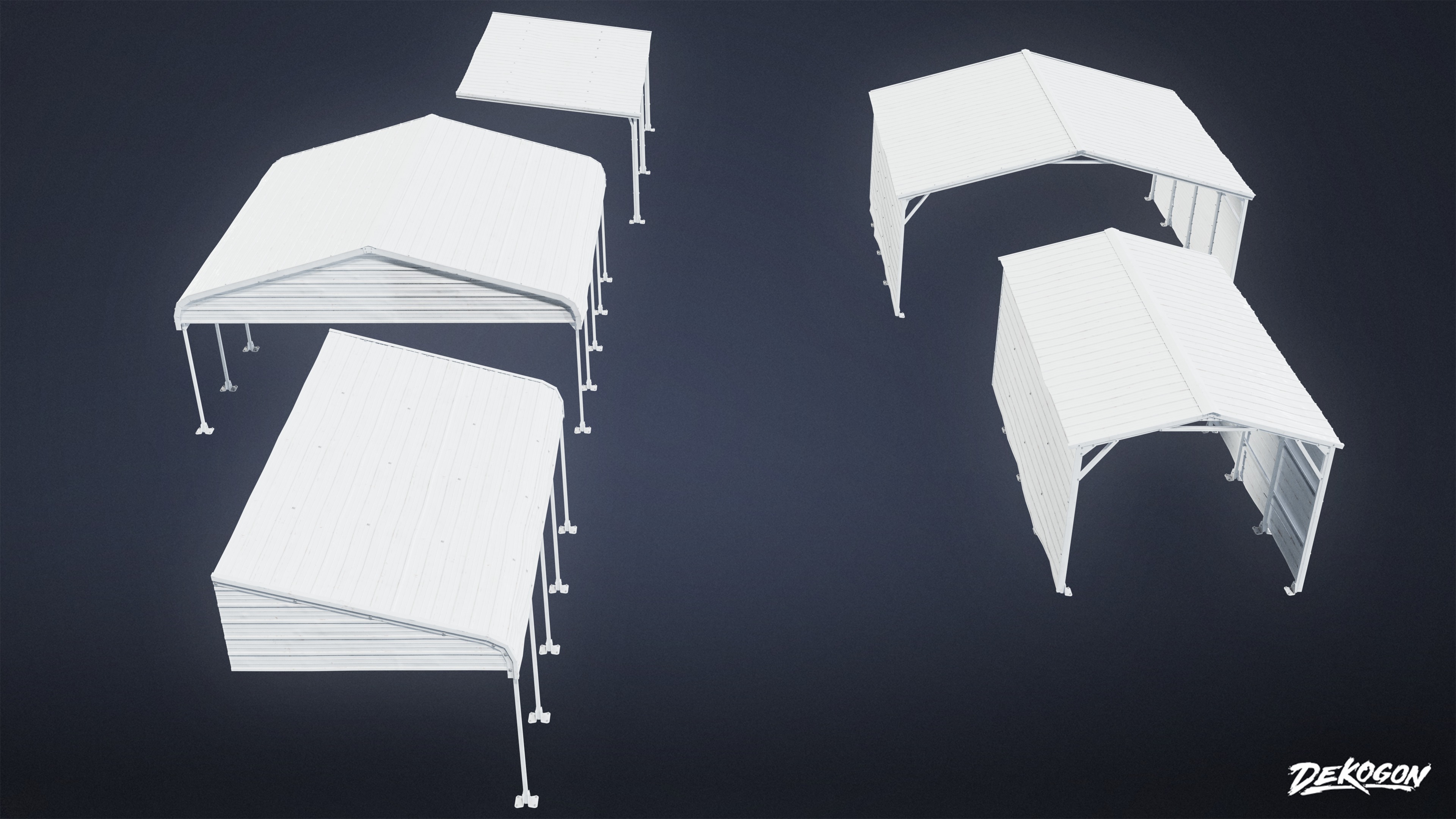 BUILDINGS - Car Port 01 - LOW POLY Low-poly 3D model_1