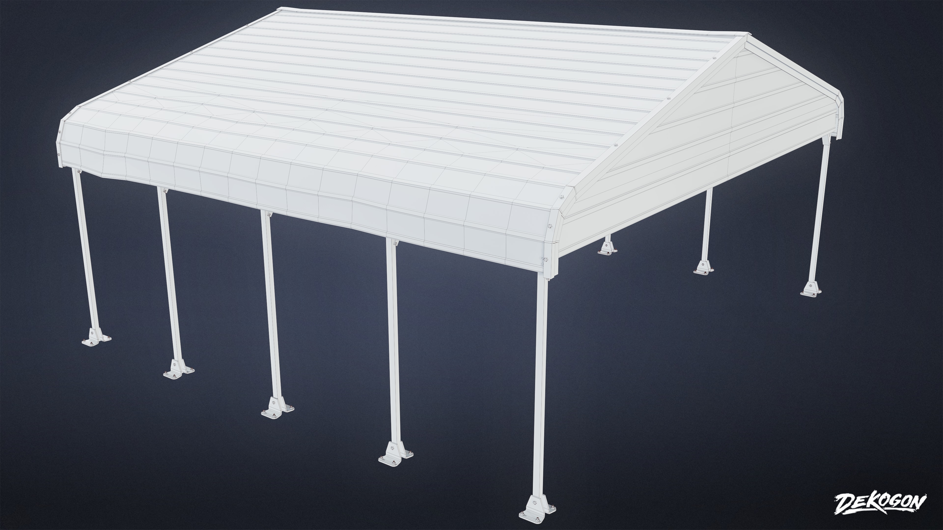 BUILDINGS - Car Port 01 - LOW POLY Low-poly 3D model_8