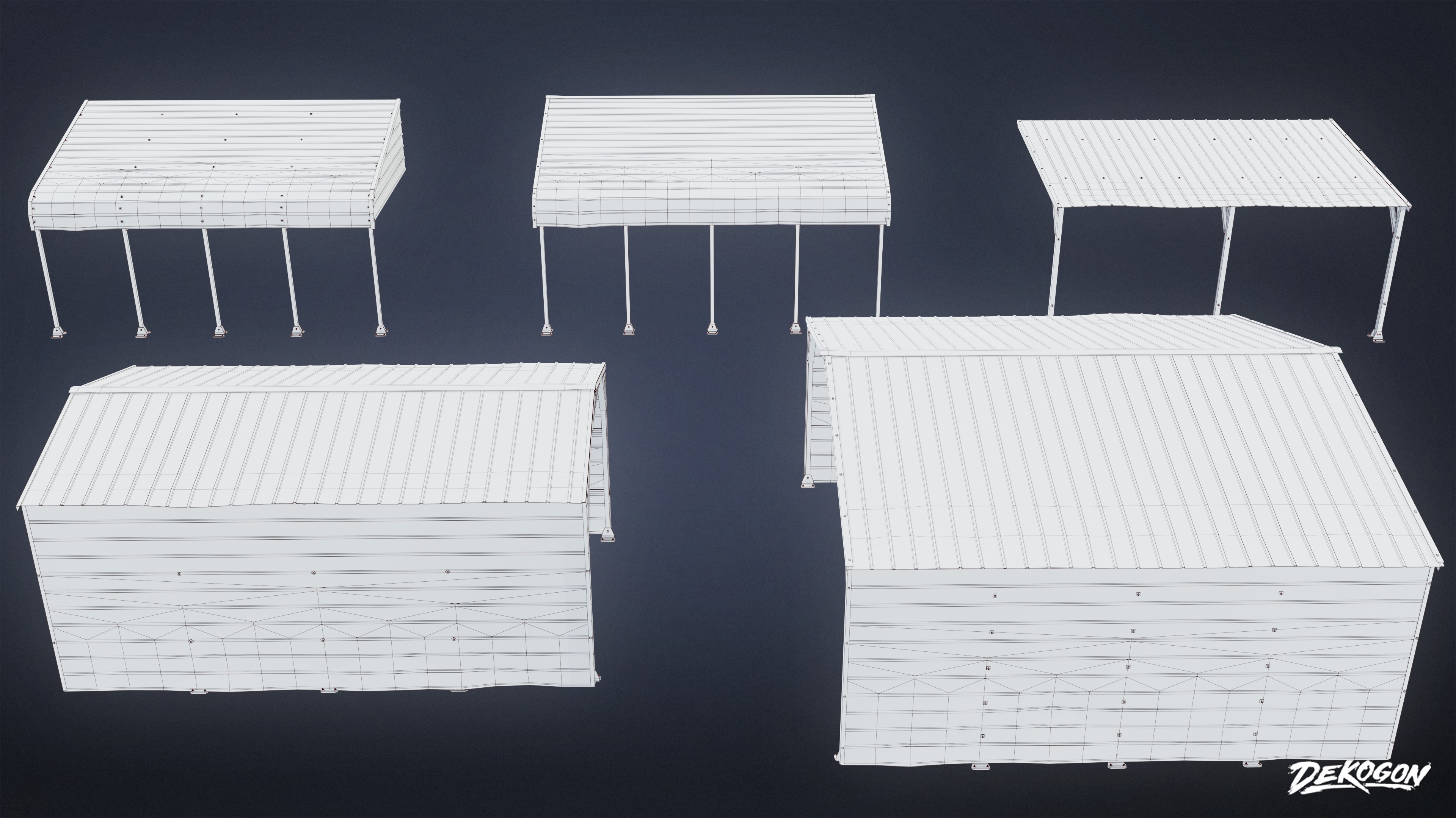 BUILDINGS - Car Port 01 - LOW POLY Low-poly 3D model_9