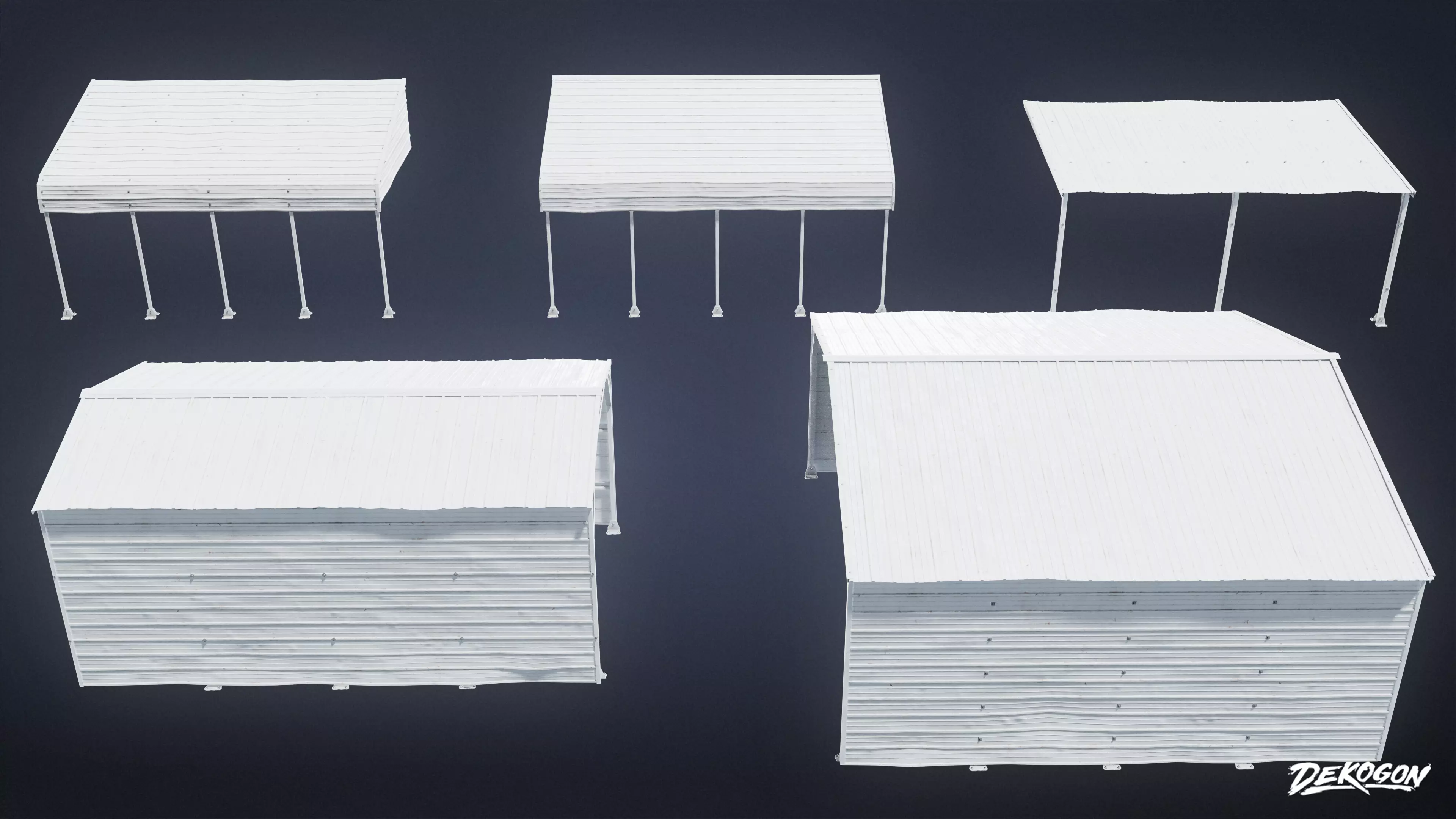 BUILDINGS - Car Port 01 - LOW POLY Low-poly 3D model_0