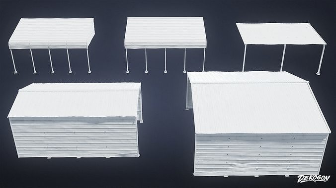 BUILDINGS - Car Port 01 - LOW POLY Low-poly 3D model
