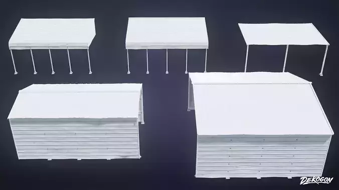 BUILDINGS - Car Port 01 - LOW POLY