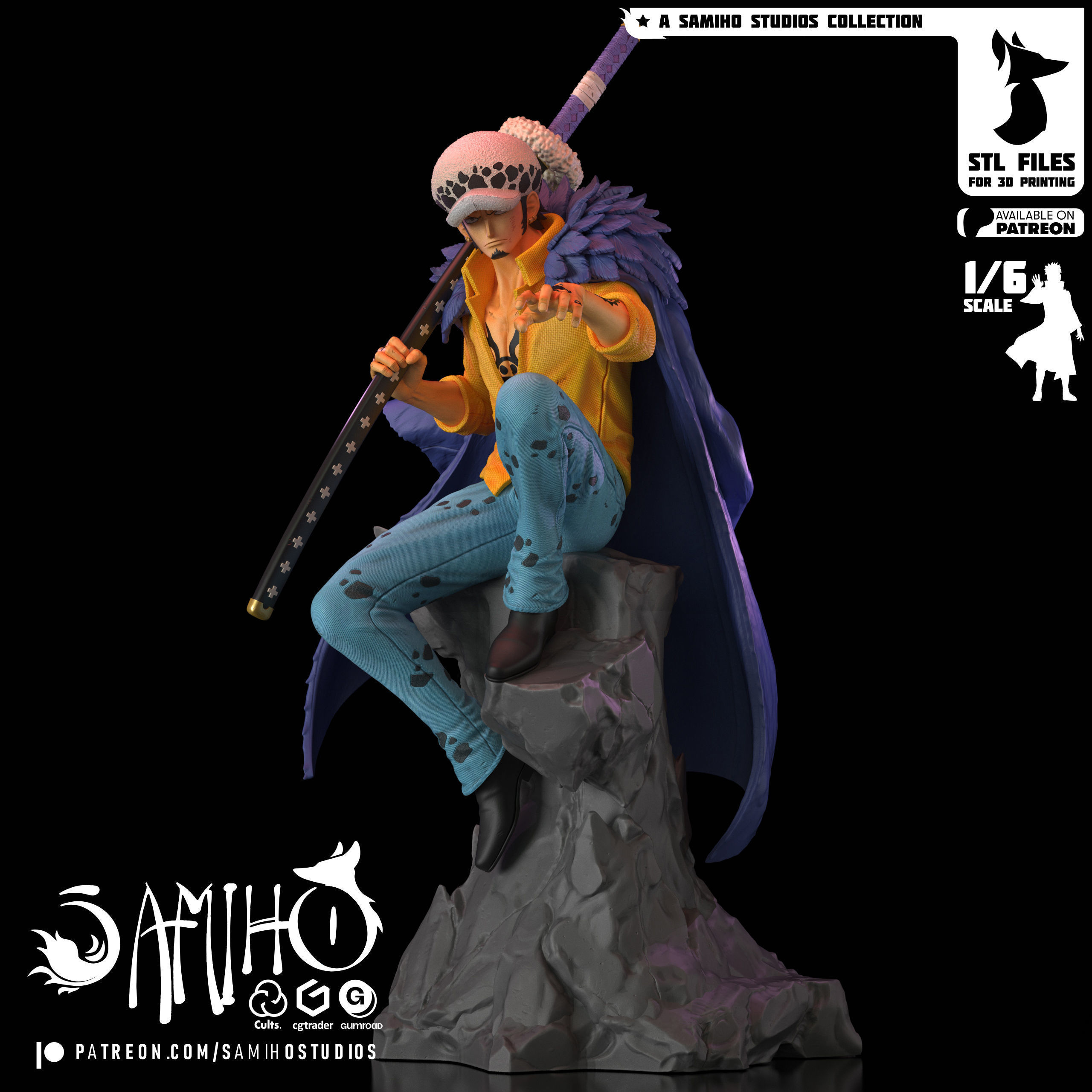Samiho Studios - Trafalgar Law - STLs ready for printing 3D print model_1