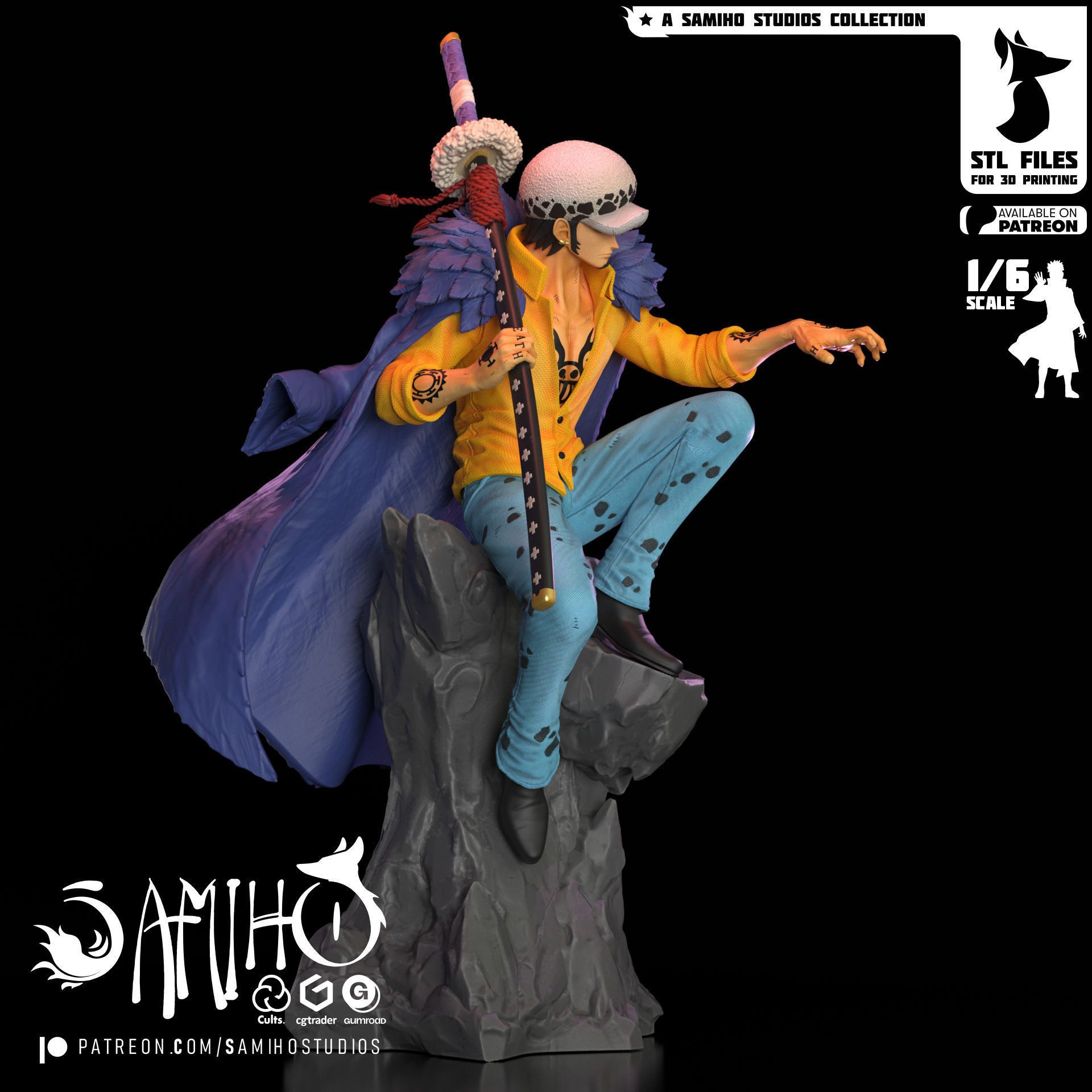 Samiho Studios - Trafalgar Law - STLs ready for printing 3D print model_4