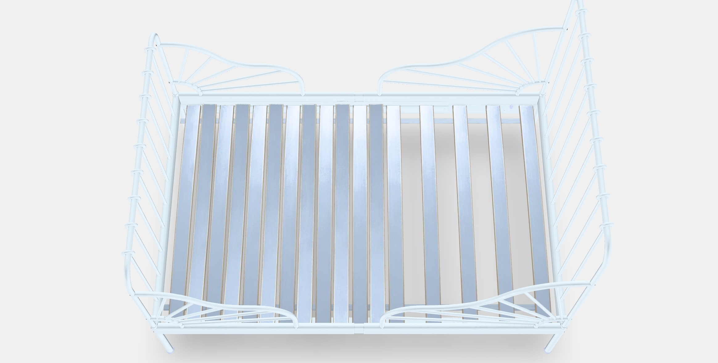 MINNEN Ext bed frame with slatted bed base Low-poly 3D model_9