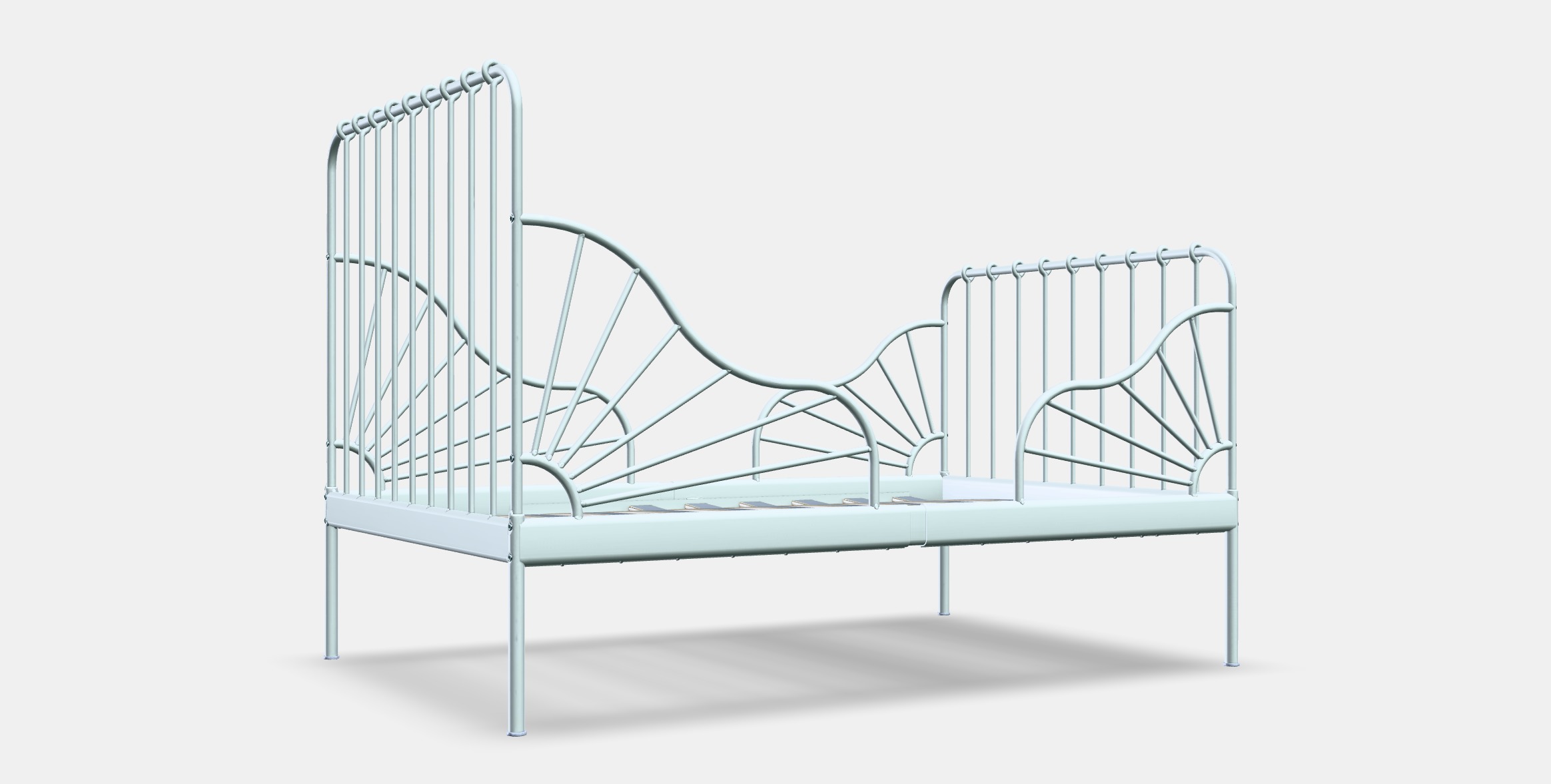 MINNEN Ext bed frame with slatted bed base Low-poly 3D model_7