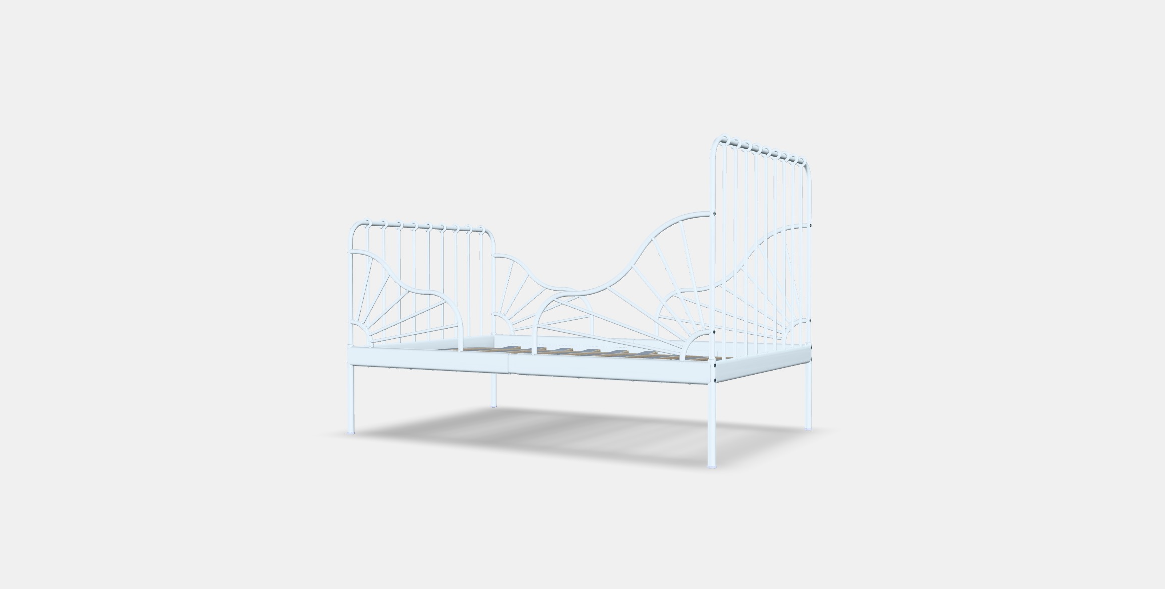 MINNEN Ext bed frame with slatted bed base Low-poly 3D model_3