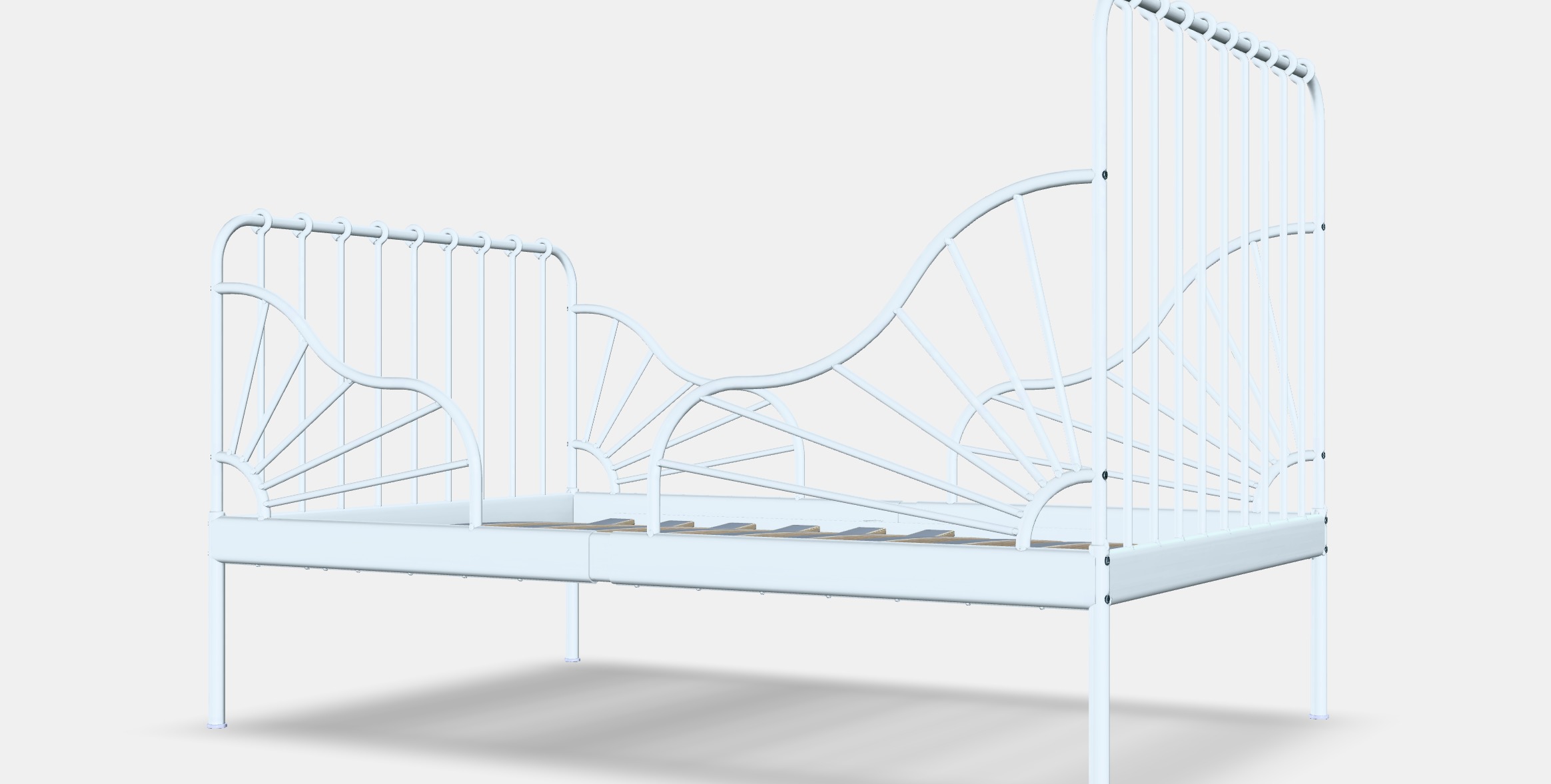 MINNEN Ext bed frame with slatted bed base Low-poly 3D model_4