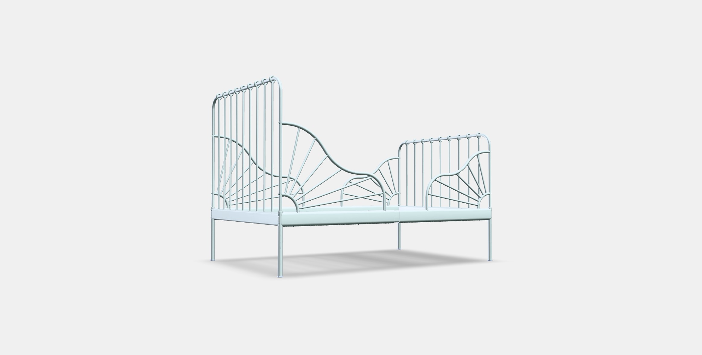 MINNEN Ext bed frame with slatted bed base Low-poly 3D model_2