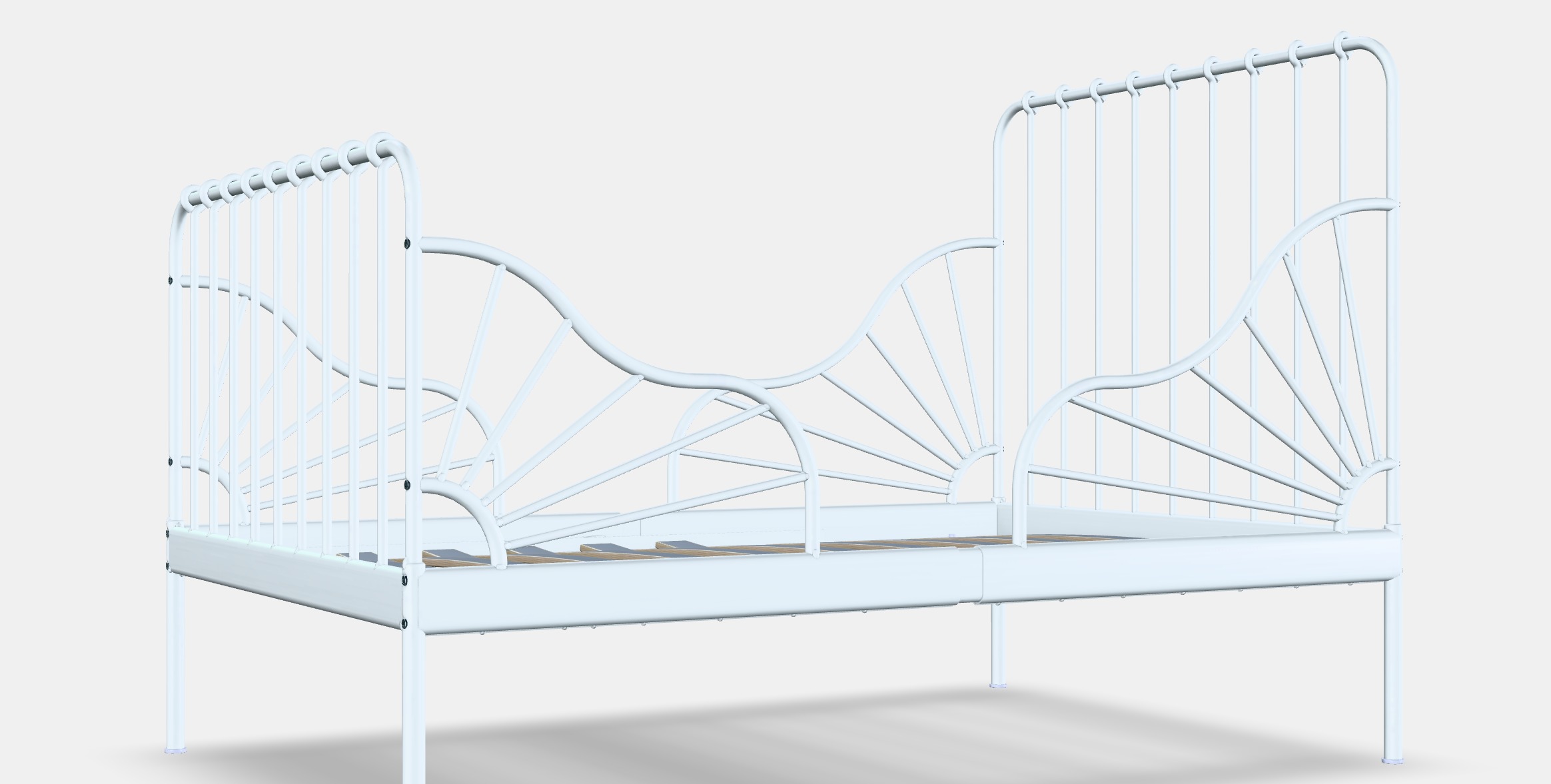 MINNEN Ext bed frame with slatted bed base Low-poly 3D model_5