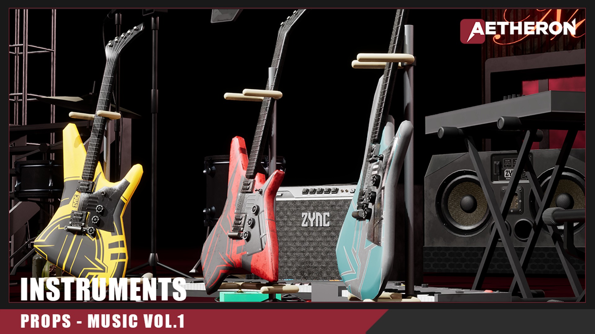 Musical Instruments VOL 1 Nanite and Low Poly Low-poly 3D model_3