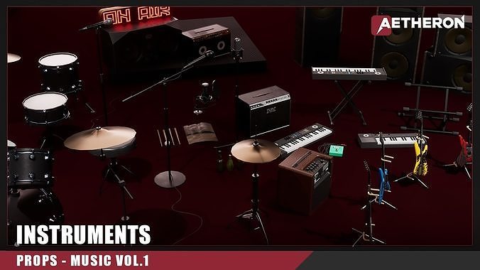 Musical Instruments VOL 1 Nanite and Low Poly Low-poly 3D model