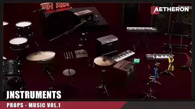 Musical Instruments VOL 1 Nanite and Low Poly Low-poly 3D model
