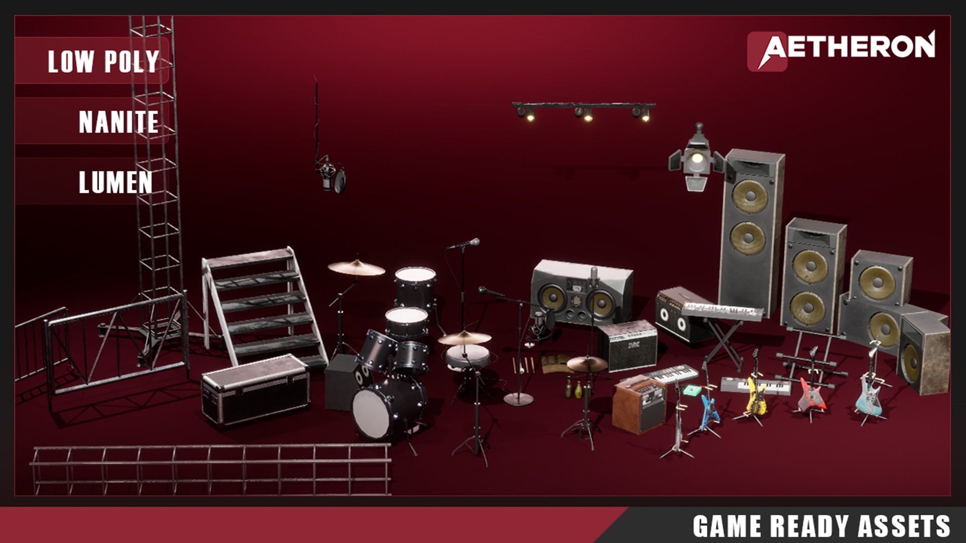 Musical Instruments VOL 1 Nanite and Low Poly Low-poly 3D model_1