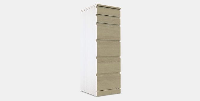 MALM Chest of 6 drawers 8 Low-poly 3D model