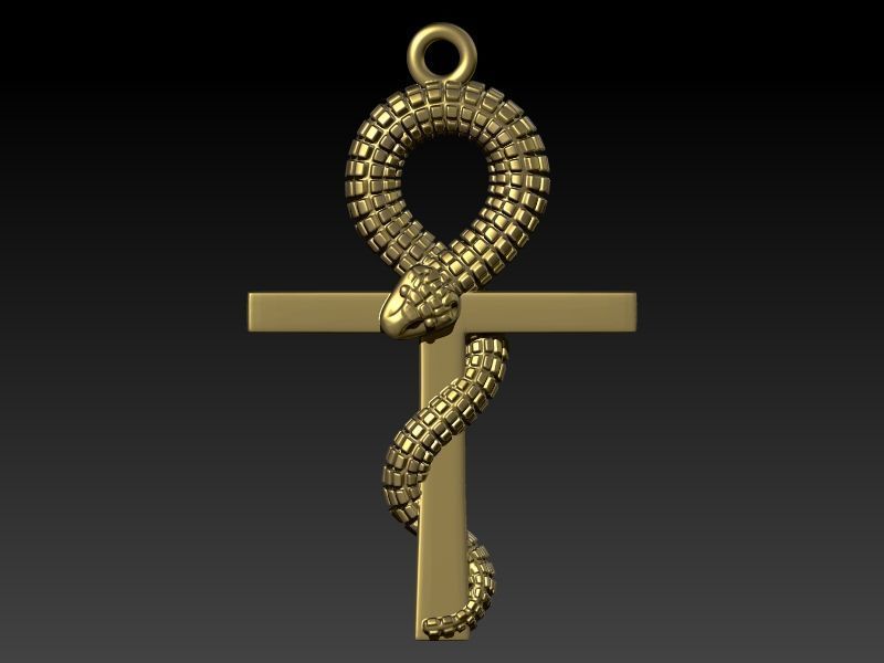 Snake Ankh Cross Pendant 3D print model_9