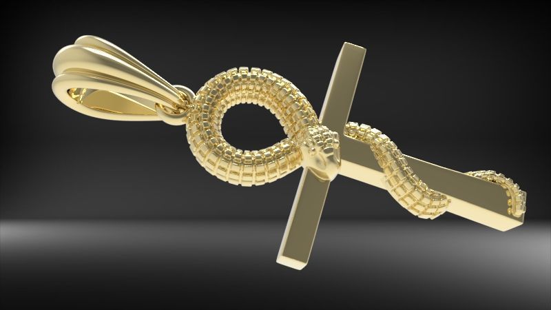 Snake Ankh Cross Pendant 3D print model_19